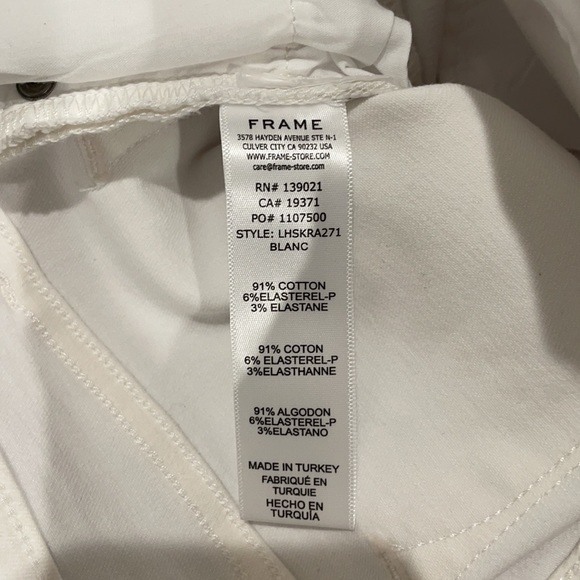 NEW • Frame • Le High Skinny Jeans Blanc White Frayed Hems Women’s 25 High Rise - Picture 4 of 6